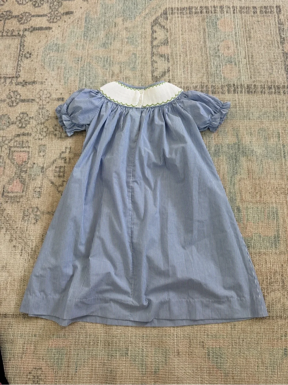 Stitchy Fish Blue Ducks Striped Smocked Dress Size 6